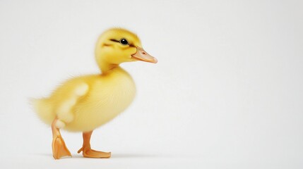 Cute little duckling on white background