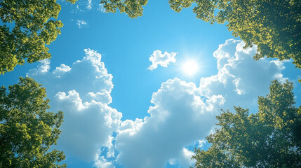 Fototapeta premium blue summer sky with fluffy clouds 