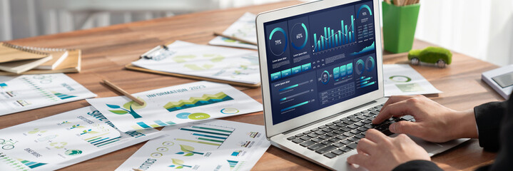 Business data dashboard provide business intelligence analytic for marketing strategy planning...