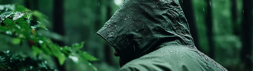 Person in Rain Jacket Forest
