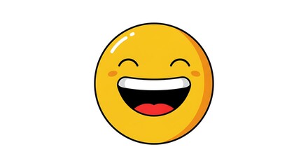 Laughing Cartoon Face with Expression of Happiness