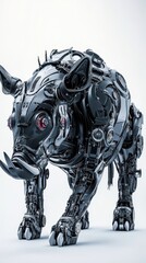 A futuristic mechanical boar robot with intricate details.