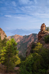 Breathtaking mountain scenery featuring rugged rocky formations of Corsica