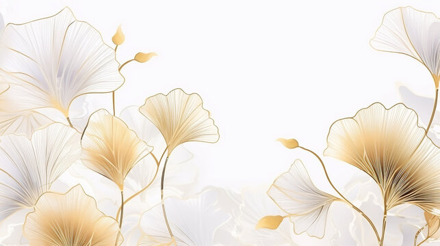 Abstract watercolor art background vector Gingko