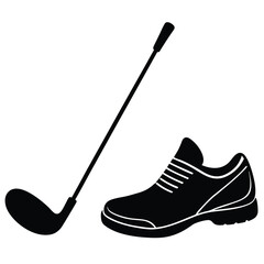 Close Up of Golf Shoes and Putter