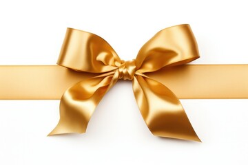 Fototapeta premium golden gift bow, featuring a textured ribbon with a glossy finish, showcasing subtle light reflections