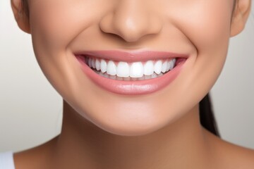 Obraz premium person smiling showing their bright white teeth after a whitening treatment, with a gleaming, confident expression