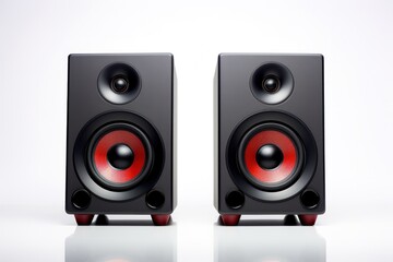 Obraz premium Two high-quality sound speakers with ample free space between them, highlighting their minimalistic look