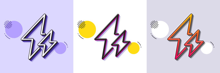 Electricity line icon. Halftone dotted pattern. Gradient icon with grain shadow. Electric power energy type sign. Lightning bolt symbol. Line electricity icon. Various designs. Vector