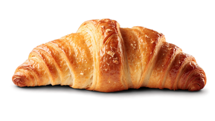 Flaky Golden Butter Croissant with Crispy Layers on White Background

