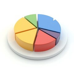 Obraz premium Colorful 3D Pie Chart on White Background for Data Visualization