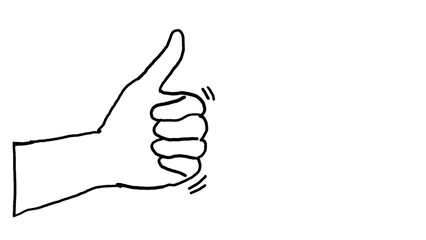 Like or thumbs up hand sign on translucent background