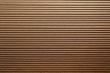 Closeup Brown Corrugated Cardboard Texture with Grooves and Parallel Lines Surface