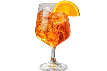 Aperol Spritz Displaying Freshness with Orange Slice and Ice in Crystal Glass