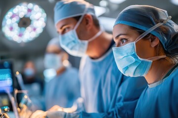 Medical professionals performing surgery in a modern operating room setting