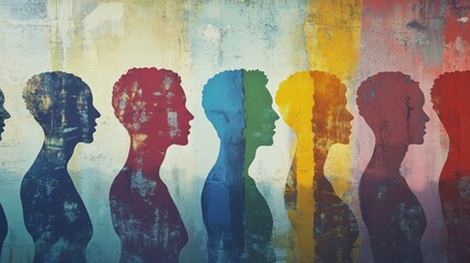 Fototapeta premium Different people standing together for equality and tolerance