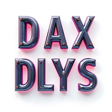 Stylized 3D Render of Dax Dlys Name in Metallic Text