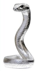 Fototapeta premium A polished chrome snake sculpture with intricate scales.