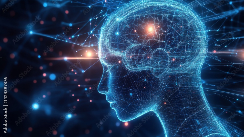 Poster ai technology. algorithm, machine learning, artificial intelligence and futuristic technology. innov
