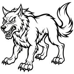 Obraz premium Howling Wolf Line Art Illustration