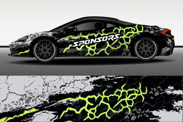 Racing car packaging design vector. Design of car stickers. Abstract racing and sport background for racing livery or daily use car vinyl decal. Car design development for the company.