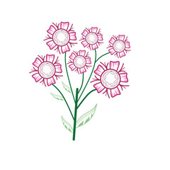 Flower vector icon beautiful design plant growing floral sign, floral bouquets. Modern simple type.