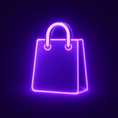 AI-Generated Glowing Shopping Bag – Futuristic Purple Retail Icon for E-Commerce Business, Digital Marketing Campaigns, Financial Sales Strategies, and Online Store Branding