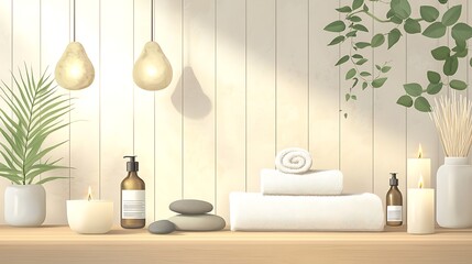 Stylish organic spa essentials shelf high resolution picture