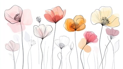 Obraz premium Delicate watercolor poppy flowers illustration abstract background art design
