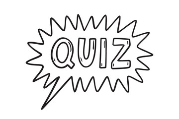 quiz symbol speech bubble emblem icon doodle hand drawn. Outline line drawing clipart symbol