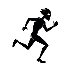 running black vector silhouette with white background