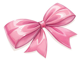 Glossy pink bow png shiny ribbon png gift decor png white background image
