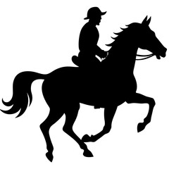 Naklejka premium Vector art illustration of a man riding a moving horse