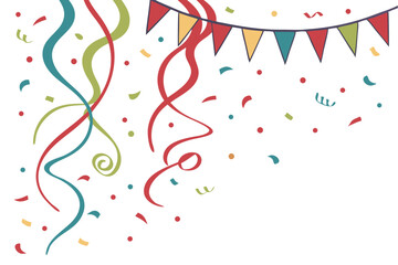 Naklejka premium Celebration background template with confetti Colorful ribbons. luxury greeting rich card. vector illustration