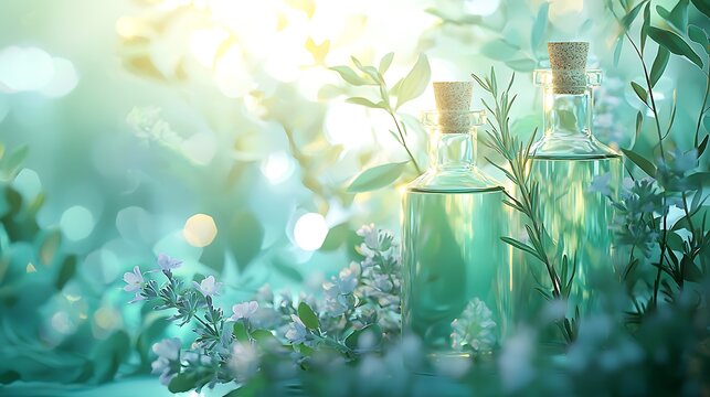 Wellness elixir display with light high resolution picture