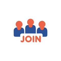 Join Group Illustration with Three Figures and Bold Colors  