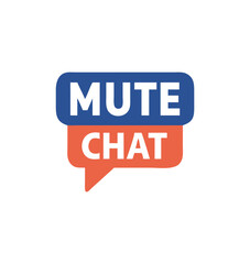 MUTE CHAT logo design in modern style with blue and orange colors  