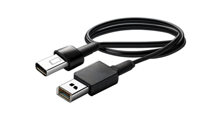 High-Quality USB Cable for Fast Data Transfer and Charging in Modern Technology Setup on transparent background