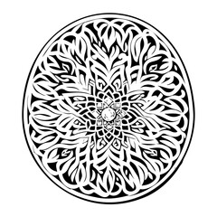 Black and White Intricate Mandala Circular Design