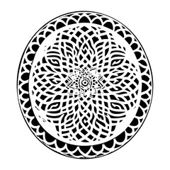 Intricate Black and White Round Pattern Design
