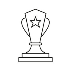 Trophy With Star Line Icon. Achievement, Excellence, And Award Recognition Outline Symbol. Success And Victory Celebration. Editable Stroke. Isolated Vector Illustration
