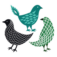  set of Weave – bird shilhotee vector with white background