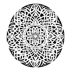 Abstract Circular Ornament Black and White Design