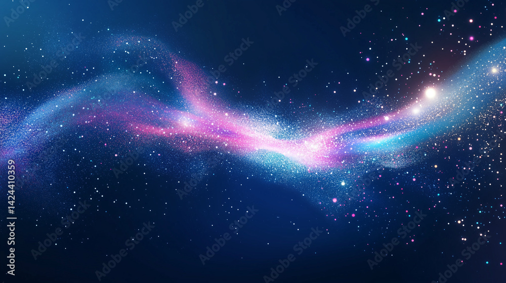 Aufkleber Abstract dynamic scene with colorful soap bubbles bursting and floating on deep blue background, vibrant energy, high contrast, motion effect, glowing particles