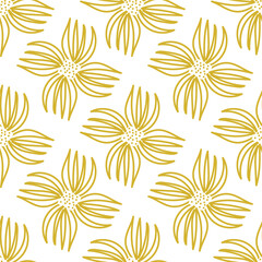 Cute floral pattern. Seamless vector pattern. Elegant template for fashion prints. Small pink and blue flowers for folk print. White background. Stock vector