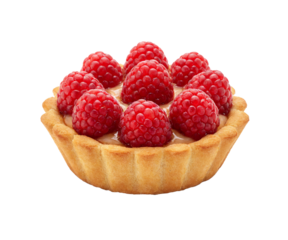 Fresh Raspberry Tart with Custard Filling on Transparent Background
