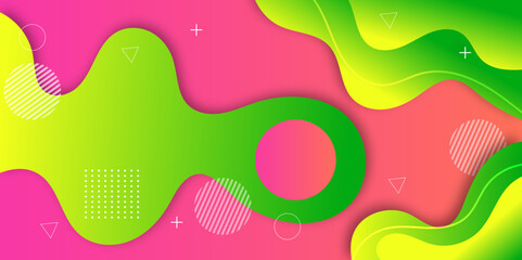 Liquid color background design. Fluid green gradient shapes composition. Gradient abstract banner with flowing liquid shapes. Futuristic design posters.