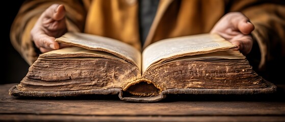 Open Book on Wooden Table (1)