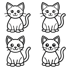 cute cat icon set 6 vector on white background