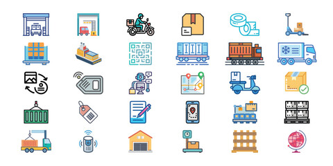 Food Delivery Set Of Icons